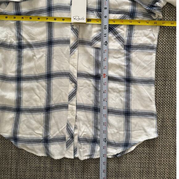 RAILS REVOLVE NWT Hunter Plaid Button Up Top Shirt Long Sleve White Azure Coal M - Picture 7 of 7